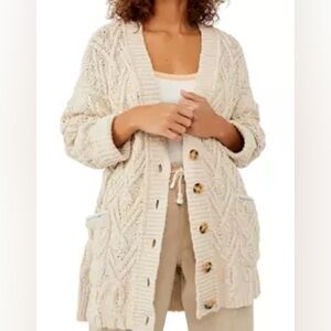Free People Montana Cream Cable Cardigan - XS